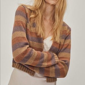 NWT Nasty Gal Long Sleeve Open Front Striped Cardigan